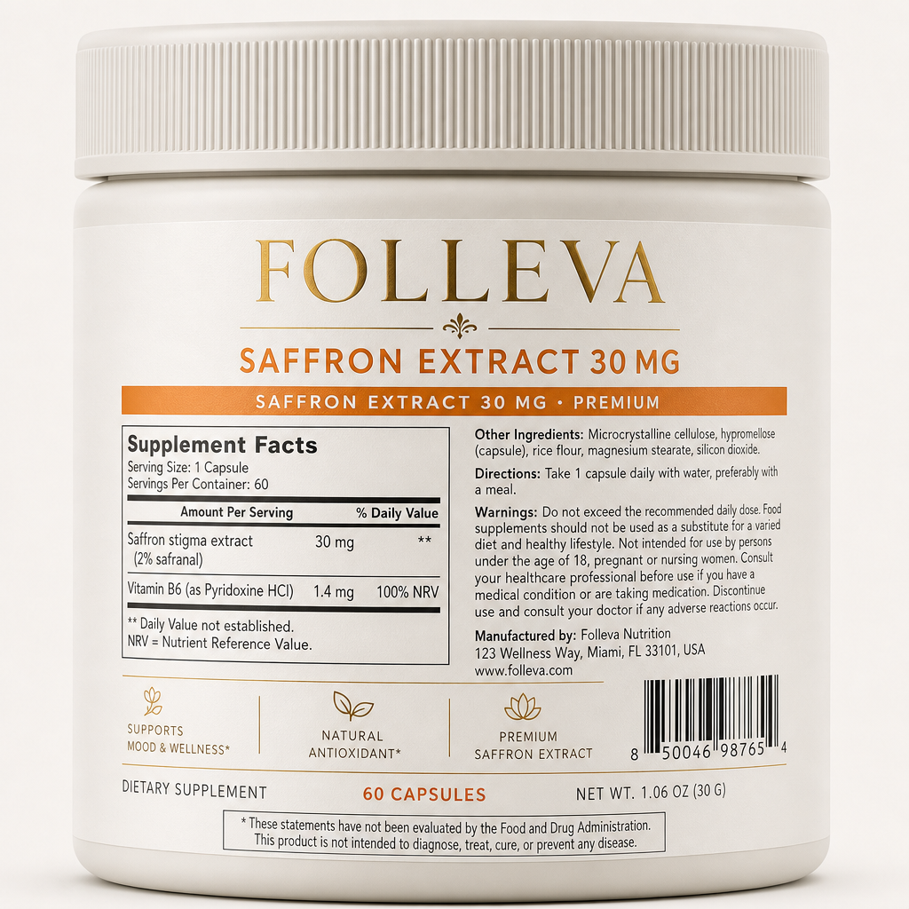 Saffron Extract 30 mg - Label detail view