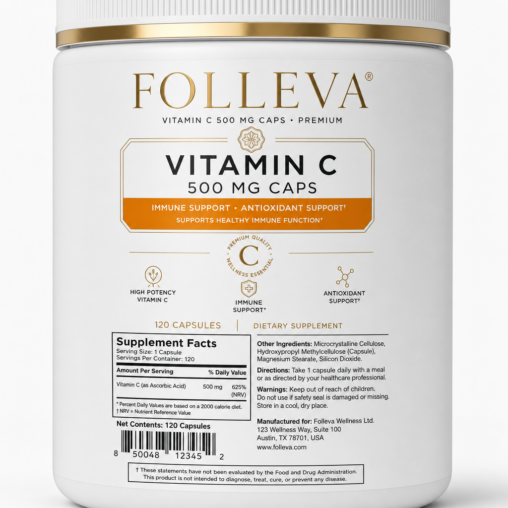 Vitamin C 500 mg Caps - Label detail view